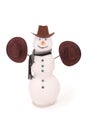 White snowman with scarf and three hat. Royalty Free Stock Photo