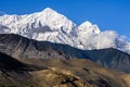 White snowy Nilgiri Mountain Peak seen from Kagbeni Village in Upper Mustang, Nepal