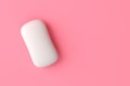 White soap bar on pink background with copy space Royalty Free Stock Photo