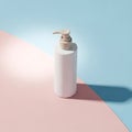 White soap dispenser on pastel background Royalty Free Stock Photo
