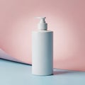 White soap dispenser on pastel background Royalty Free Stock Photo