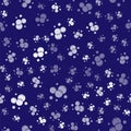 White Soap water bubbles icon isolated seamless pattern on blue background. Vector Royalty Free Stock Photo