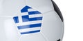 White soccer ball with flag of Greece on a white background. Isolated. Close up. 3D illustration