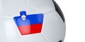 White soccer ball with flag of Slovenia on a white background. Isolated. Close up. 3D illustration