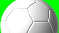 White soccer ball on green chroma key background.
