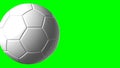 White soccer ball on green chroma key text space.