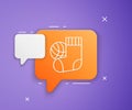 White Socks icon isolated on purple background. Orange speech bubble symbol. Vector Royalty Free Stock Photo