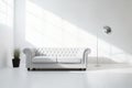 a white sofa, fashionable comfortable and stylish, by the white wall