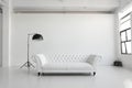 a white sofa, fashionable comfortable and stylish, by the white wall