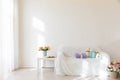 white sofa with gifts coffee table in the room Royalty Free Stock Photo