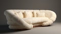 Modern Cream Couch With Soft Armrests And Photorealistic Details