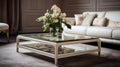 Elegant Botanical Impressions Coffee Table With Soft Armrests