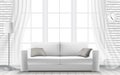 White sofa large window in a brick wall Royalty Free Stock Photo