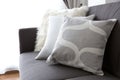 White soft cushion on sofa Royalty Free Stock Photo