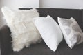 White soft cushion on sofa Royalty Free Stock Photo