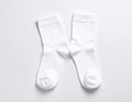 White, soft socks isolated in top view. Royalty Free Stock Photo