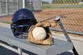 White Softball, Helmet, Bat, and Glove Royalty Free Stock Photo