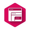 White Software, web developer programming code icon isolated with long shadow background. Javascript computer script Royalty Free Stock Photo