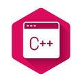 White Software, web developer programming code icon isolated with long shadow background. Javascript computer script Royalty Free Stock Photo