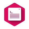 White Software, web developer programming code icon isolated with long shadow background. Javascript computer script Royalty Free Stock Photo