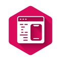 White Software, web developer programming code icon isolated with long shadow background. Javascript computer script Royalty Free Stock Photo