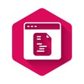 White Software, web developer programming code icon isolated with long shadow background. Javascript computer script Royalty Free Stock Photo