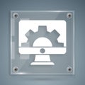 White Software, web development, programming concept icon isolated on grey background. Programming language and program Royalty Free Stock Photo