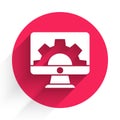 White Software, web development, programming concept icon isolated with long shadow. Programming language and program Royalty Free Stock Photo