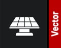 White Solar energy panel icon isolated on black background. Vector Royalty Free Stock Photo