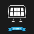 White Solar energy panel icon isolated on black background. Vector Royalty Free Stock Photo