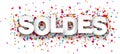 Paper soldes confetti sign. Royalty Free Stock Photo