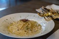 White source spaghetti Carbonara