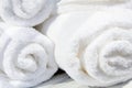 White SPA towels in a set with accessories for the bath Royalty Free Stock Photo