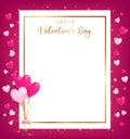 White space board with gold border and happy valentine`s day text Royalty Free Stock Photo