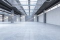 White spacious concrete warehouse garage interior. Space and design concept. Royalty Free Stock Photo