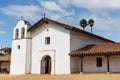 White Spanish mission church with bell tower in Santa Barbara, California, USA Royalty Free Stock Photo