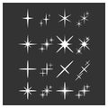 White sparkles, glowing light effect stars and bursts vector set Royalty Free Stock Photo