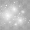 White sparks glitter special light effect. Vector sparkles on transparent background. Christmas abstract pattern.