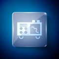 White Spectrometer icon isolated on blue background. Square glass panels. Vector