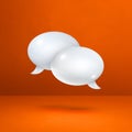 White speech bubbles on orange square background Royalty Free Stock Photo