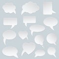 White speech vector bubbles set. Paper speech bubble. White vector communication speech bubble clouds