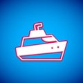 White Speedboat icon isolated on blue background. Vector