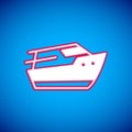 White Speedboat icon isolated on blue background. Vector