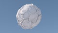 White sphere, cloth effect. Blue background. Abstract illustration, 3d render Royalty Free Stock Photo