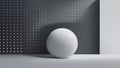 white sphere on a gray background, white dots, Abstract 3d render, business presentation background