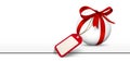 White Sphere with Red Bow and Blank Gift Coupon Panorama Royalty Free Stock Photo