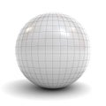 White sphere wireframe over white background with shadow