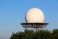 Metal tower of aeronautical meteorological spherical radar antenna outdoor Royalty Free Stock Photo