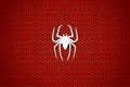 White silhouette of a spider on a cell red background. Vector illustration