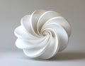 White spiral sculpture with smooth curved petals arranged in symmetrical circular pattern on neutral background Royalty Free Stock Photo